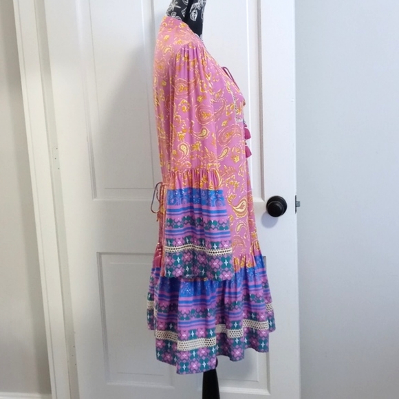 🌊Coco + Carmen🌊 - Lonnie Ruffled Paisley Print Cover-Up Tunic Dress - Picture 6 of 16